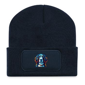 Épagneul allemand Chien race Dessin animé coloré Kawaii - Beanie recyclé à patch - bleu marine - Devant