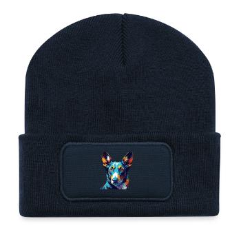 Ibizan Hound Chien Race Coloré Dessin Animé Kawaii - Beanie recyclé à patch - bleu marine - Devant