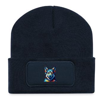 Czechoslovakian Vlcak Dog Breed Cartoon Kawaii - Recycled Patch Beanie - french navy - Front