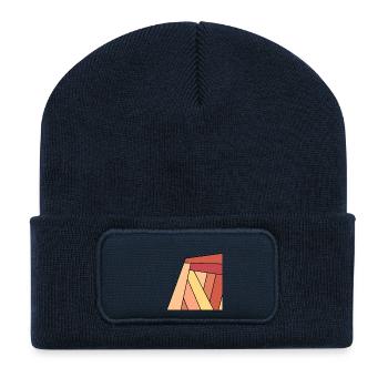 carre colore rouge - Beanie recyclé à patch - bleu marine - Devant