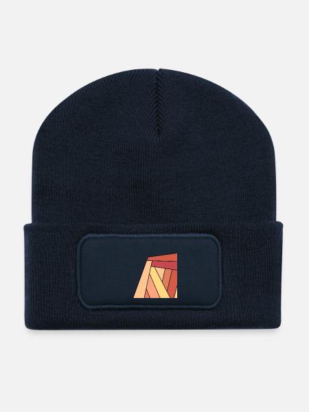 carre colore rouge - Beanie recyclé à patch - bleu marine
