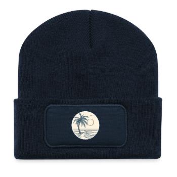 Coucher de soleil à Palm Beach - Beanie recyclé à patch - bleu marine - Devant