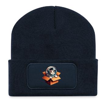 Astronaut Katze - Recycelte Patch Beanie - French Navy - Vorne