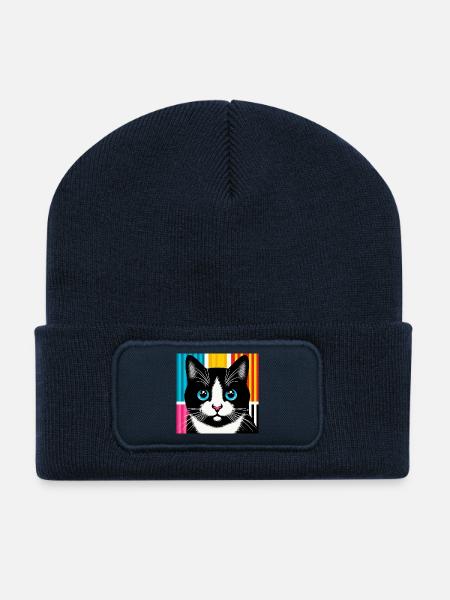 Katze - Recycelte Patch Beanie - French Navy