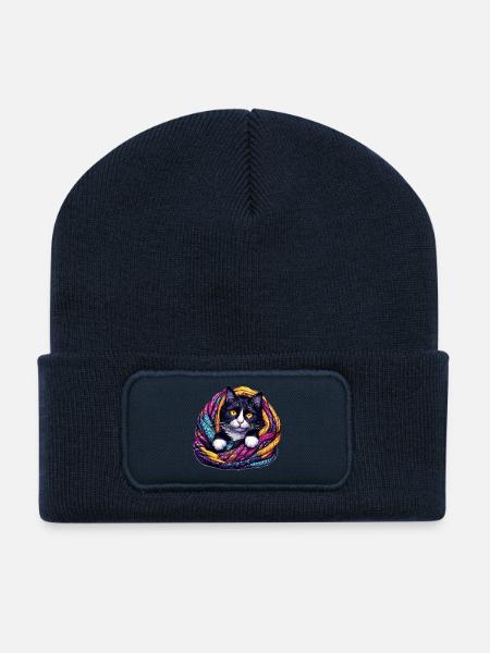Katze - Recycelte Patch Beanie - French Navy