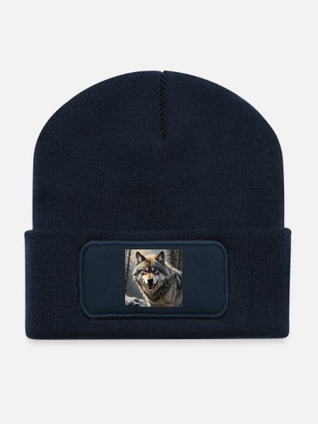 Wolf - Recycelte Patch Beanie - French Navy
