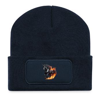 Das mächtige schwarze Einhorn - Recycelte Patch Beanie - French Navy - Vorne