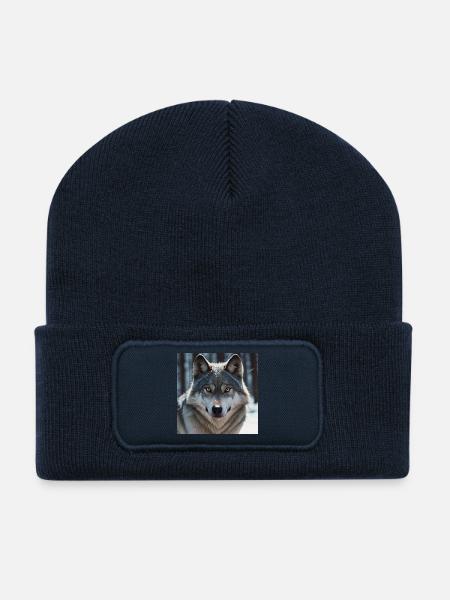 Wolf - Recycelte Patch Beanie - French Navy