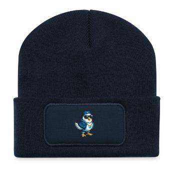 Taube Coole Zeichentrickfigur Kawaii Clipart - Recycelte Patch Beanie - French Navy - Vorne