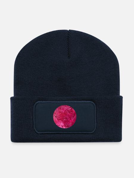 Peint à la main - peint à la main par Martina Eßer - Beanie recyclé à patch - bleu marine