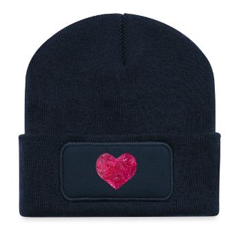 Herzmotiv - handgemalt von Martina Eßer - Recycelte Patch Beanie - French Navy - Vorne