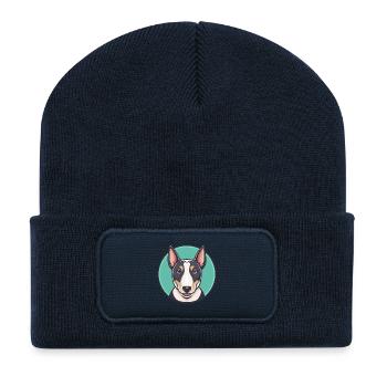Miniatur Bullterrier Hund Rasse Karikatur Kawaii - Recycelte Patch Beanie - French Navy - Vorne
