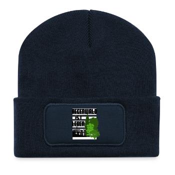 La forêt tropicale, c’est la vie - Beanie recyclé à patch - bleu marine - Devant