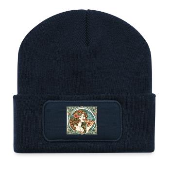 Pizza belle femme Art Nouveau cadeau - Beanie recyclé à patch - bleu marine - Devant