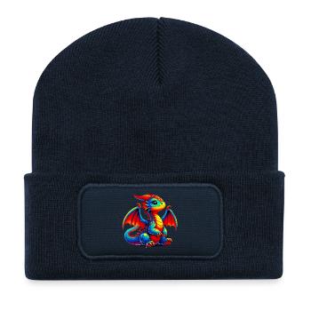 Drache - Recycelte Patch Beanie - French Navy - Vorne