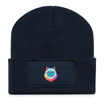 Colorpoint Persische Katze Rasse Karikatur Kawaii Tier - Recycelte Patch Beanie - French Navy - Vorne