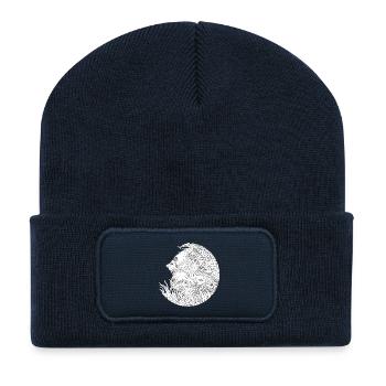 Poissons océan dessin noir et blanc - Beanie recyclé à patch - bleu marine - Devant