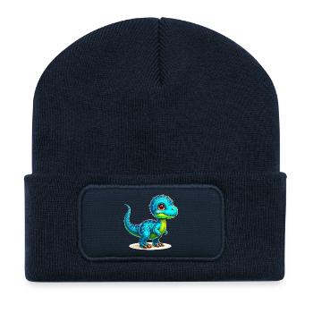 Dinosaure - Beanie recyclé à patch - bleu marine - Devant