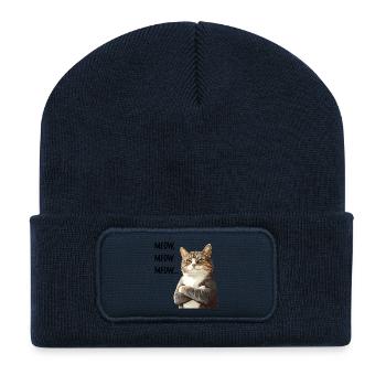 chat meow meow meow - Beanie recyclé à patch - bleu marine - Devant