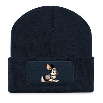Lapin - Beanie recyclé à patch - bleu marine - Devant