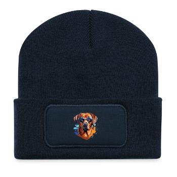 Rhodesian Ridgeback with Sunglasses - Recycled Patch Beanie - french navy - Front