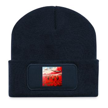 Remembrance day painting. Lest we forget - Recycled Patch Beanie - french navy - Front