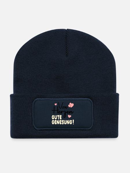 Genesungswünsche HERZ - Recycelte Patch Beanie - French Navy