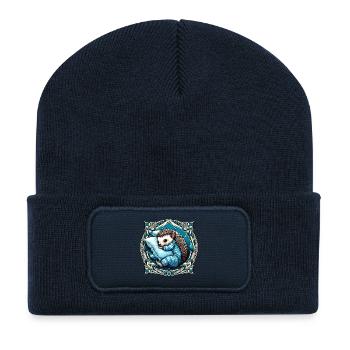 Hérisson Câlin Cadeau Dâtril Oreiller Câlin - Beanie recyclé à patch - bleu marine - Devant