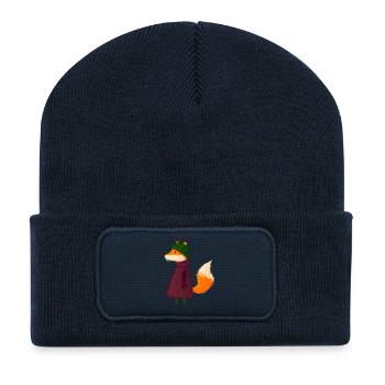 Renard - Beanie recyclé à patch - bleu marine - Devant