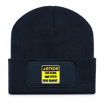 KLIMAWANDEL KLIMA - DEMOKRATIE WÄHLEN - Recycelte Patch Beanie - French Navy - Vorne