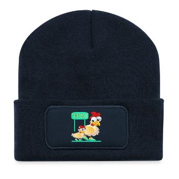 COURSE DE TRIATHLON - VOLAILLE POULET - Beanie recyclé à patch - bleu marine - Devant