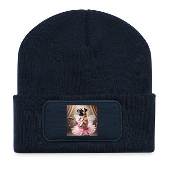 Niedlicher Hund in Fee Kostüm - Recycelte Patch Beanie - French Navy - Vorne