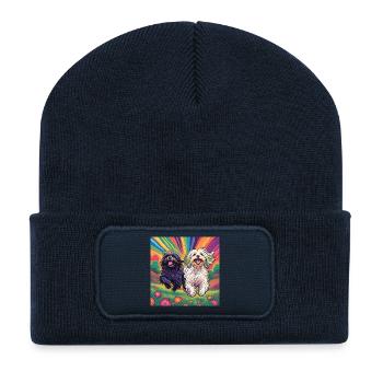 Havaneser Black and White - Recycelte Patch Beanie - French Navy - Vorne