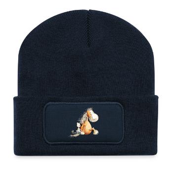Funny Horse with Rider Horse Motif for Riders - Recycled Patch Beanie - french navy - Front