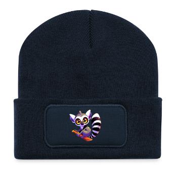 Lémurien - Beanie recyclé à patch - bleu marine - Devant