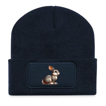 Lapin - Beanie recyclé à patch - bleu marine - Devant