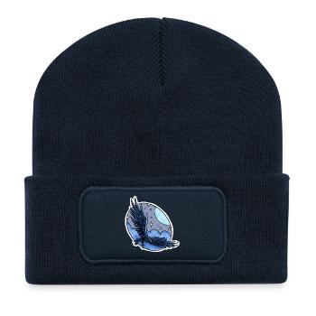 Rabe im Flug vor Nachthimmel - Recycelte Patch Beanie - French Navy - Vorne