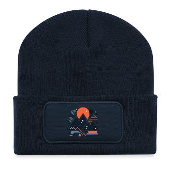 Montagnes - Beanie recyclé à patch - bleu marine - Devant