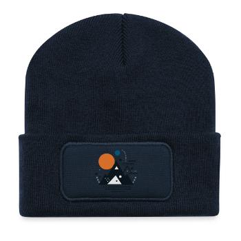 Montagnes - Beanie recyclé à patch - bleu marine - Devant