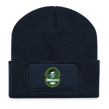 Militaire - Beanie recyclé à patch - bleu marine - Devant