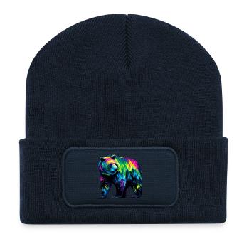 Ours - Beanie recyclé à patch - bleu marine - Devant