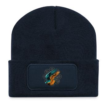 Flügel aus Feuer, Himmel und Kreuz - Recycelte Patch Beanie - French Navy - Vorne