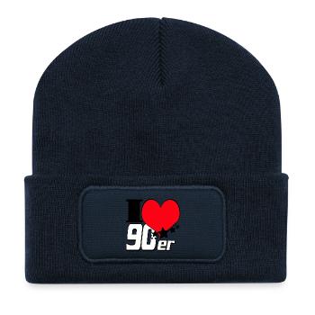 Fête des années 90 , Soirée à thème , Tenue des années 90 (25) - Beanie recyclé à patch - bleu marine - Devant