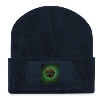 Arbre de vie stylisé - Beanie recyclé à patch - bleu marine - Devant