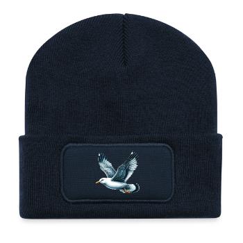 Mouette - Beanie recyclé à patch - bleu marine - Devant