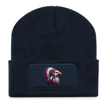 Amerikanischer Indianer Adler Amerikanische Rothaut - Recycelte Patch Beanie - French Navy - Vorne