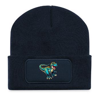 Dinosaure - Beanie recyclé à patch - bleu marine - Devant