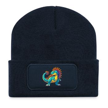 Dinosaure - Beanie recyclé à patch - bleu marine - Devant