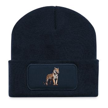 Tigre - Beanie recyclé à patch - bleu marine - Devant