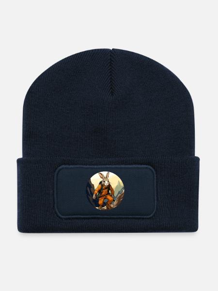 Hasen Wandern / Bergsteiger Hase - Recycelte Patch Beanie - French Navy